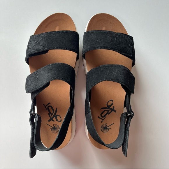 OTBT Women's Size 8 Black Suede Leather Wandering Platform Sandals Adjustable - Picture 6 of 13